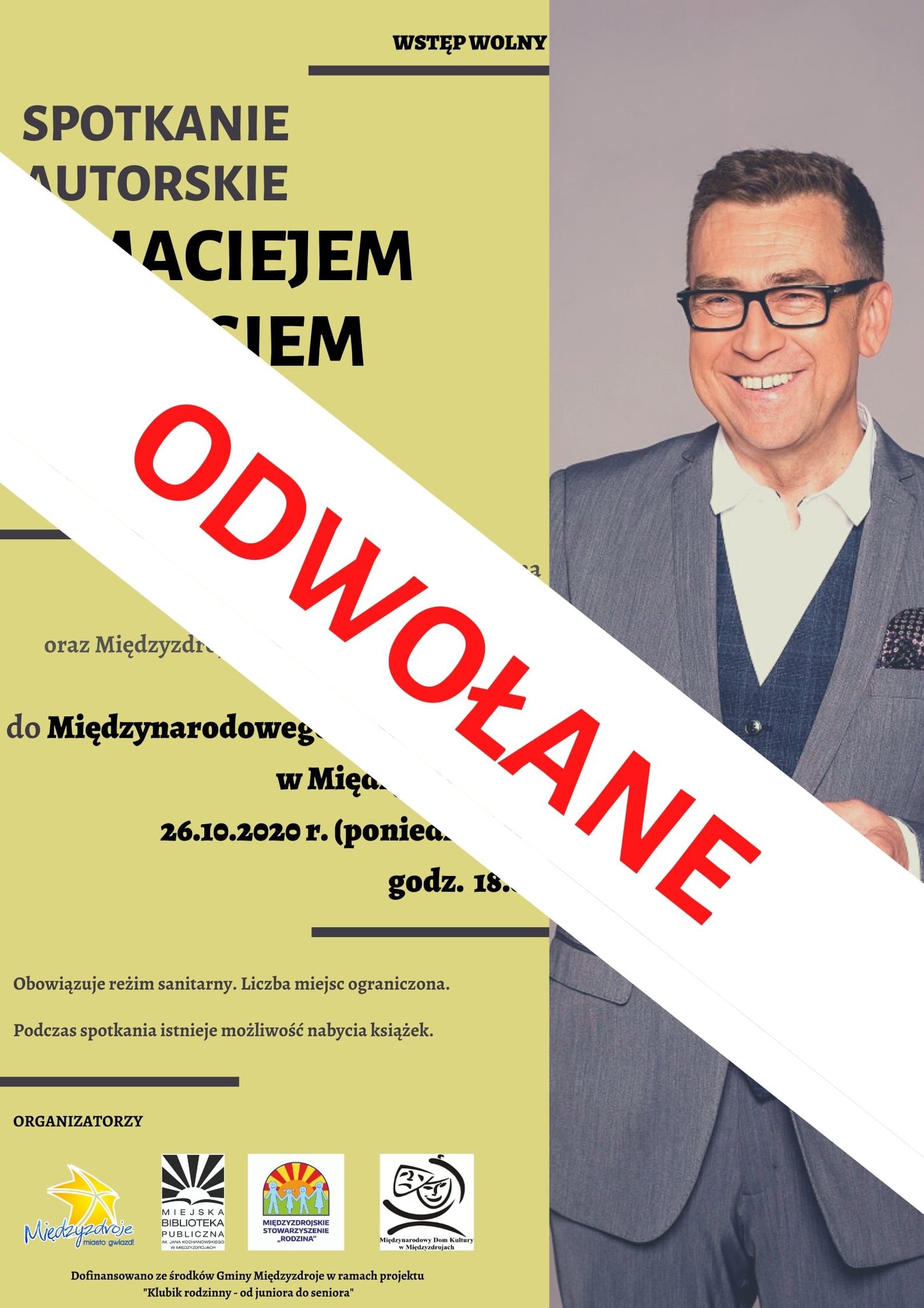 Spotkanie autorskie z Maciejem Orłosiem w Międzyzdrojach odwołane